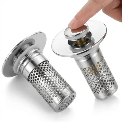 Produktbild von NORDHAVN Universal Abflussstopper Waschbecken 27–41 mm – Pop-Up Waschbeckenstöpsel mit 2 austauschbaren Silikonringen – Edelstahl-Pop-up mit Sieb