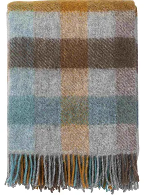 Produktbild von Klippan Gotland Wolldecke aus Schurwolle 130x200 cm: kariert türkis Farbe: kariert türkis