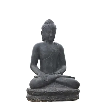 Produktbild von Schöner Buddha aus Steinguss perfekt für den Garten die Terrasse oder den Vorgarten ist Frostfest Witterungsbeständig und Neu 60cm H, KA-BR-BLOE-60
