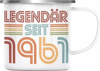 Produktbild von Trendation -  60. Geburtstag Emaille Tasse Frau Männer Geschenk 60er Geschenkidee 60 Mutter Vater Mann Frauen Lustig Geschenke Deko (Silber)