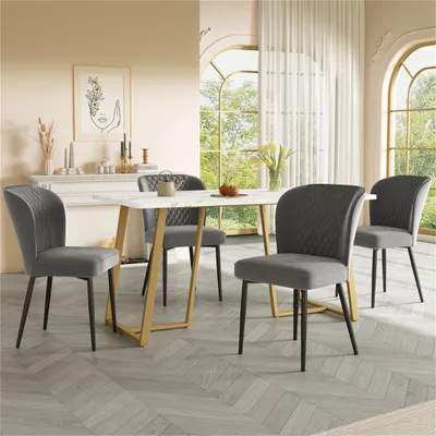 Produktbild von XDeer Esstisch 140 x 80cm Esstisch, moderner Küchentisch, Gestell aus Metall, Rechteckiger Esstisch aus Moderner Marmormuster Küchentisch