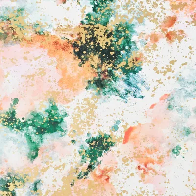 Produktbild von Geschenkpapier Aquarell & Goldmuster 70cm x 2m Rolle Apricot / Grün
