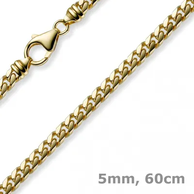 Produktbild von 5mm Kette Collier Panzerkette oval diamantiert massiv, 585 Gold Gelbgold, 60cm