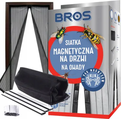 Zdjęcie produktu dla BROS Siatka na drzwi magnetyczna 160x220 - czarna