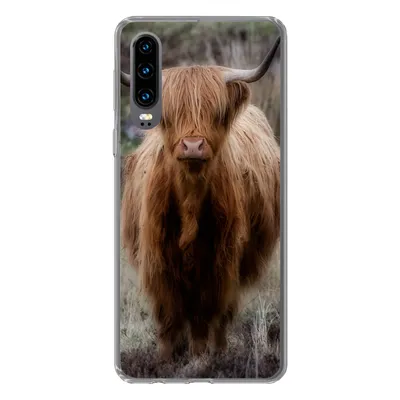 Produktbild von MuchoWow® Handyhülle Schutzhülle Hülle für Huawei P30 Schottischer Hochländer - Moos - Gras Silikon Softcase Handy Hülle - Kartenbesitzer