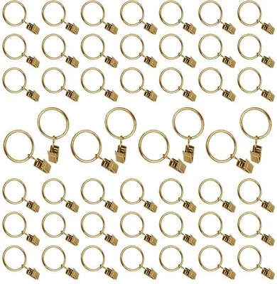 Image de 50 supports métalliques pour rideaux à clips, 25-38 mm, dorés, 25 mm/1 pouce