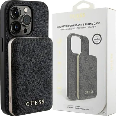 Zdjęcie produktu dla Zestaw Guess 4G Metal Logo do iPhone 14 Pro czarny
