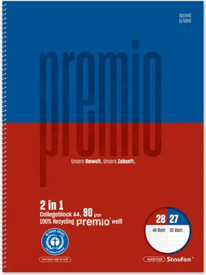 Produktbild von Staufen Collegeblock Premio 040839000 A4 80Bl. 4xgel Lin27/28