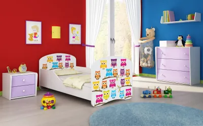 Image de ACMA I Lit d'enfant lit junior set complet avec matelas sommier blanc 31 hibou 140x70