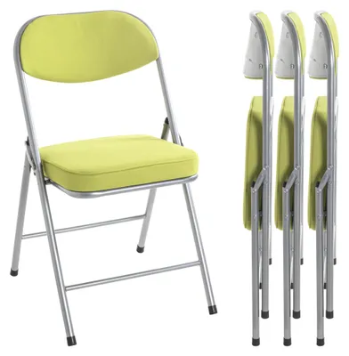 Klappstuhl-Set 4er, gepolstert, Alu/Stahl, Olive, 47x79x53 cm