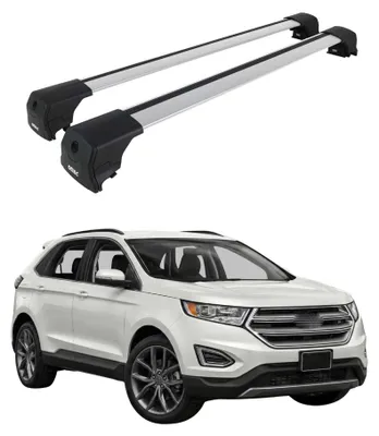 Image de Barres de toit de base pour Ford Edge II 2015-2023, 75 kg, aluminium argenté, 2 pièces