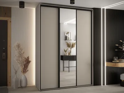Obrázok produktu pre Veľká šatníková skriňa 180 cm HERONA - kašmír / čierna