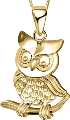 Produktbild von Damen Mädchen Eule 42cm Halskette mit Anhänger echt 925 Sterling Silber Kette Damenkette Kinderkette Halsschmuck Gold A118+Org