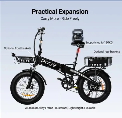 Obrázok produktu pre Star1 – elektrické fatbike – 48 V, 15 Ah batéria – 500 W motor – skladací dvojmiestny bicykel – široké pneumatiky 10 cm, kolesá 51 cm – dojazd 120+ km – čierny