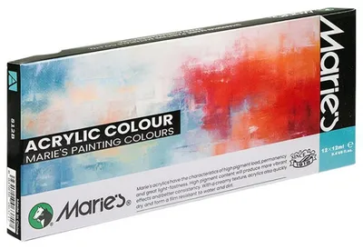 Zdjęcie produktu dla Farby akrylowe Maries 12ml x 12 kolorów