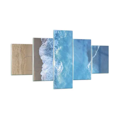 Produktbild von Bilder auf glas - 5 Teile - Strand Rand Meer - 125x70cm - Glasbilder - Wandbilder - Bilder - zum Aufhängen bereit - Wanddekoration aus Glas - Glas Bilder - Wandbild auf Glas - GEA125x70-5118