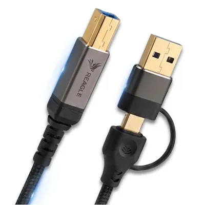 Produktbild von USB DruckerKabel USB C USB A auf USB B 3.0 1m Reagle 2 in 1 Scannerkabel Druckerkabel für Drucker Scanner Externe Festplatte Nylon Schnell Daten