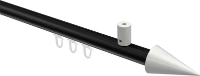 Produktbild von Interdeco Innenlaufstange / Gardinenstange mit Innenlauf Schwarz / Weiß, Typ Sonius Savio (Kegel) Deckenmontage, 20 mm Ø 1-läufig, 160 cm