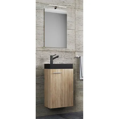 Produktbild von VCM 3-tlg Set | Waschplatz für Gäste WC | Gästebad | Waschtisch mit Spiegel | Badezimmer Set – Slito SP-BL