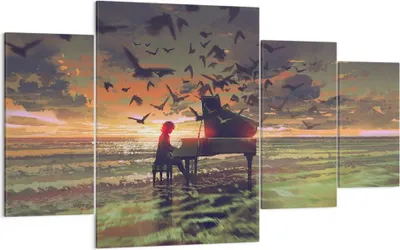 Produktbild von Bild auf Leinwand - Leinwandbild - Klaviermusik - 160x90cm - Wand Bild - Wanddeko - Wandbilder - Leinwanddruck - Bilder - Kunstdruck - Wanddekoration - Leinwand bilder - Wandkunst - DL160x90-3911
