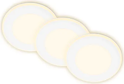 Obrázek produktu pro Briloner Gima sada 3 vestavných LED reflektorů 230V, funkce nočního světla, samostatně přepínatelné plochy a kruhy, paměťová funkce, teplé bílé světlo, bílá, Ø9,3 x 3 cm