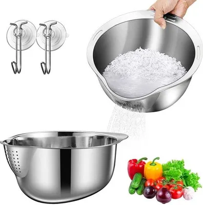 Immagine prodotto di Set di colini in acciaio inossidabile, 2 pezzi, colino 4 in 1 per frutta e verdura