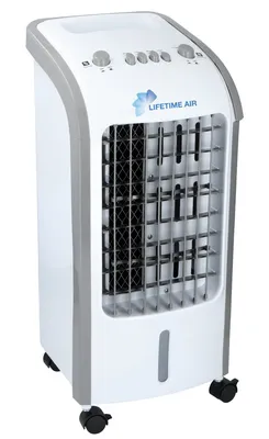 Produktbild von Lifetime Air - Luftkühler, Airco, 3 Lüftergeschwindigkeiten, Swing Funktion, 2 Kühlelemente - mit Befeuchtung und Reinigung - Weiß - 80 Watt