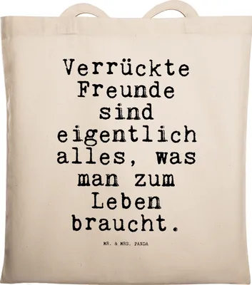 Produktbild von Mr. & Mrs. Panda Tote Bag Verrückte Freunde sind eigentlich... - Transparent - Geschenk, Spruch Sprüche Weisheiten Zitate Lustig Weisheit Worte, Laptoptasche, Freundinnen