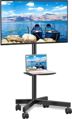 Produktbild von Famanu Mobile TV-Ständer auf Rollen, tragbarer TV-Trolley mit Ablage für 21-60 Zoll Fernseher