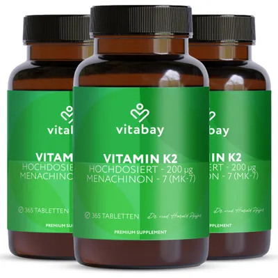 Produktbild von Vitabay Vitamin K2 200 µg - 1095 (3er Bundle) vegane Tabletten - MK-7 all-trans - hochdosiert & ohne Zusatzstoffe - hohe Bioverfügbarkeit