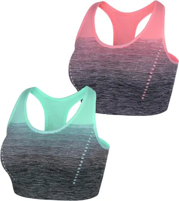 Produktbild von Sport-BHs für Damen mit Racerback-Rücken und breiten Trägern, 2 Stück