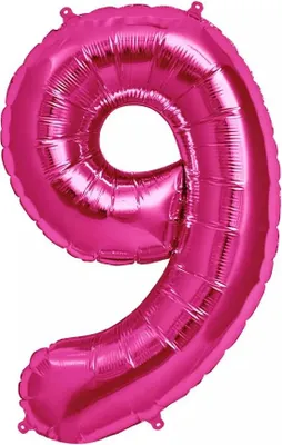 Produktbild von Grosser Folienballon Zum Jahrestag, Geburtstag, Zahl 9, Intensivrosa, 40 Cm