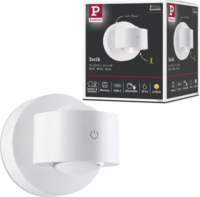 Zdjęcie produktu dla Lampa ścienna LED Paulmann Zorik z akumulatorem