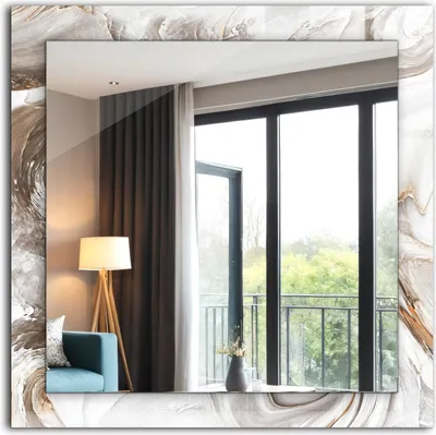 Produktbild von Bedruckter Spiegel - Wandspiegel - Dekorativer - Modern - 60x60 cm - Abstraktes Marmormuster