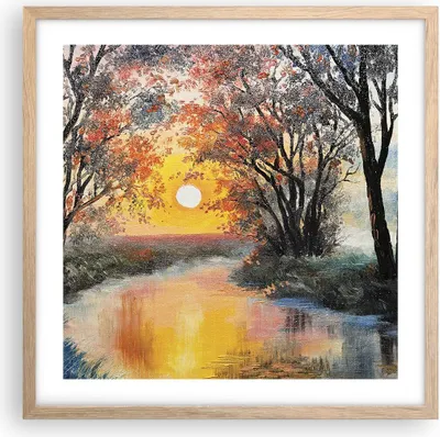 Produktbild von Gerahmtes Poster - Rahmen in heller Eiche - Fluss Sonne Bäume - 50x50 cm - Wand Bild - Wanddeko - Wandbilder - Wandposter - Bilderrahmen - Bilder - Kunstdruck - Wandbild - P2NAC50x50-4190