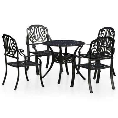 Immagine prodotto di vidaXL Set da bistrot 5 pezzi in alluminio pressofuso nero