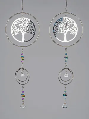 Produktbild von 2er Set Fensterdeko Hänger Baum Edelstahl Hängedeko 18 x 52 cm