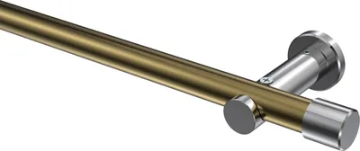 Produktbild von Interdeco Gardinenstange / Vorhangstange Messing Antik / Chrom, Typ Platon Santo (Kappe) ohne Ringe, 20 mm Ø 1-läufig, 100 cm