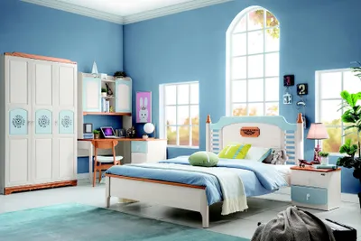 Immagine prodotto di Set da camera da letto 5 pezzi letto 2x comodino scrivania letto per bambini mobili in legno massiccio