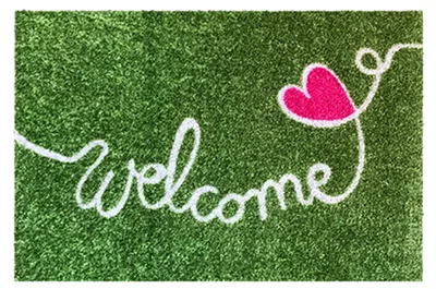 Produktbild von AKZENTE Listen Design Fußmatte LOVELY WELCOME GREEN 50 x 70 cm
