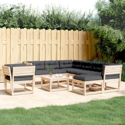 Produktbild von Design 8-tlg. Garten-Lounge-Set mit Kissen Massivholz Kiefer, Gartenmöbel-Sets 2024 Neu