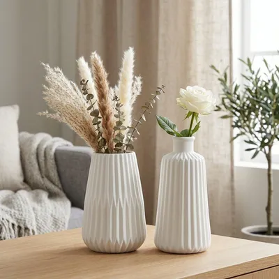 Produktbild von Boltze Schlichte Porzellanvase in Mattweiß – Zeitloses Design für jedes Ambiente, weiß / ohne Hals
