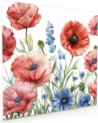Produktbild von Küchenrückwand Spritzschutz Glas mit Motiv Blumenwiese Kunstvoll 40 x 40 cm