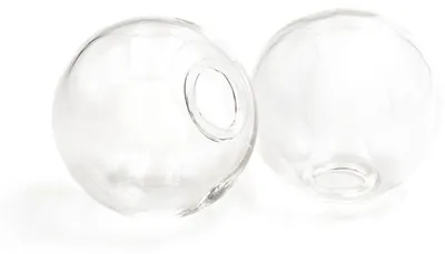 Produktbild von Vintageparts Hohlperlen Glas transparent befüllbar 25mm, 2 Stück