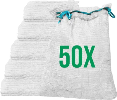 Immagine prodotto di Bazko 50 pezzi sacchi Raschel 42x60cm 15kg | bianco | sacchi a rete con coulisse sacco per patate sacco per cipolle sacco per legna da ardere sacco per legna da ardere