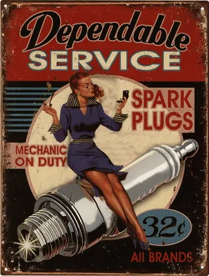 Obrázok produktu pre Moritz retro dekoratívny plechový nápis Spoľahlivý servis zapaľovacích sviečok nápad na darček z kovu vintage dizajn na dekoráciu