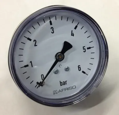 Obrázok produktu pre Vykurovací tlakomer RF 63 AX, fi 63 mm, 0-6 bar, 1/4 palca, trieda 2,5 horizontálne