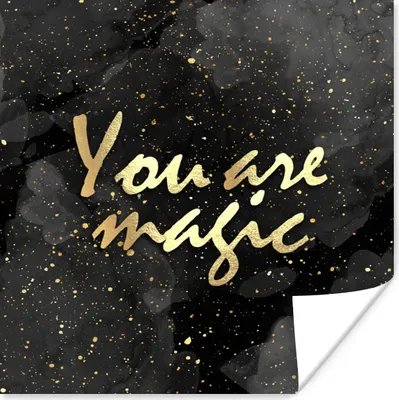 Produktbild von MuchoWow® Poster Zitate - Magie - Gold - Schwarz 100x100 cm - Babyzimmer