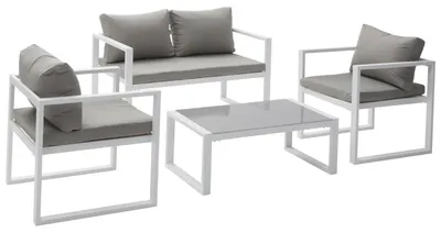 Produktbild von Gartenmöbel IBIZA aus grauem Stoff 4-Sitzer - Weißaluminium