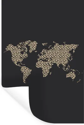 Produktbild von MuchoWow® Wandtattoo Wandsticker Wandaufkleber Weltkarte - Leopard - Tiere 40x60 cm Selbstklebend und Repositionierbar - Wierderverwendbar - Selbstklebend